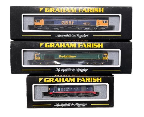 Graham Farish locomotives, generally excellent in excellent plastic cases and outer card sleeves, with GBRf 66701 No. 371-377