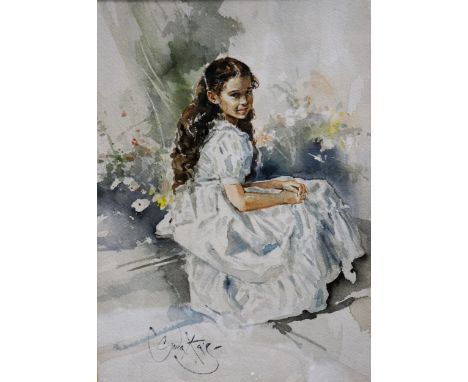 Gordon King, Portrait of a Young Lady, signed, watercolour, 35cm x 26cm.