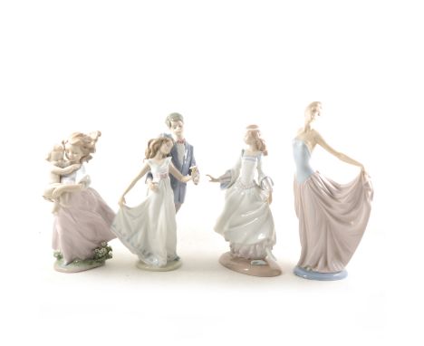 Four Lladro figures - Playing Mom, 6681 with box; Now and Forever, 7642 with box; Cinderella, 4828 with box; together with a 