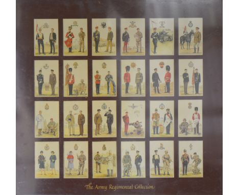 Cigarette cards: Player's Uniforms of the Territorial Army, framed; another set; two other framed arrangements and a regiment