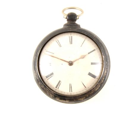 A silver pair cased pocket watch by Wm. Hardeman Bridge, white enamel dial with a Roman numeral chapter ring and bulls eye gl