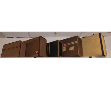 Five assorted vintage suitcases CONDITION REPORT; Available on request. Catalogue descriptions and condition reports are offe