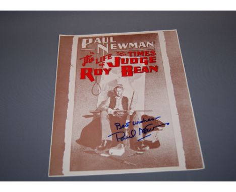 Paul Newman autograph on a film press book 'Judge Roy Bean' cover CONDITION REPORT; Available on request. Catalogue descripti