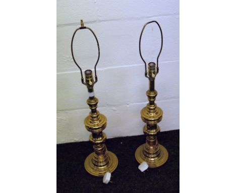 A pair of contemporary brass table-lamps with shades, together with an onyx table-lamp CONDITION REPORT; Available on request