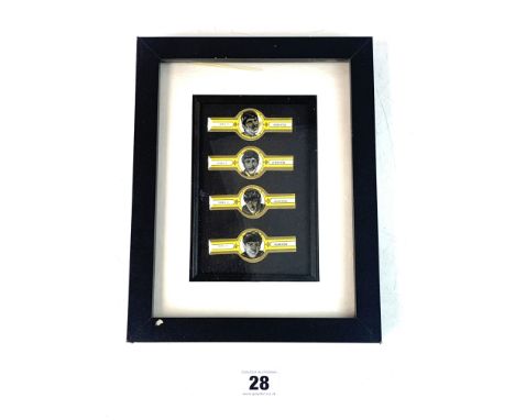 Framed set of The Beatles cigar labels, Reeks 1 Jamayca, frame 7.5" x 9.5"