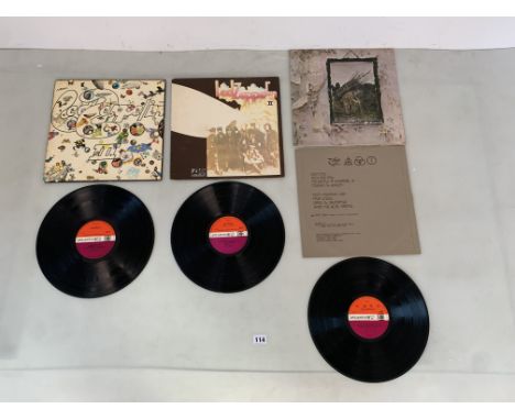 3 Led Zeppelin LP records - Atlantic 'Led Zeppelin, 'Led Zeppelin II' and 'Led Zeppelin III'