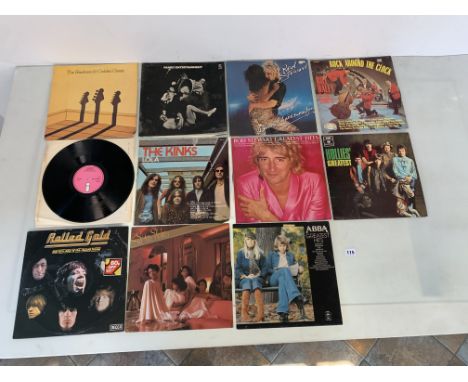 11 assorted LP records inc. The Shadows, Rod Stewart, Bill Haley, The Kinks, The Hollies, Rolling Stones, Sister Sledge &amp;