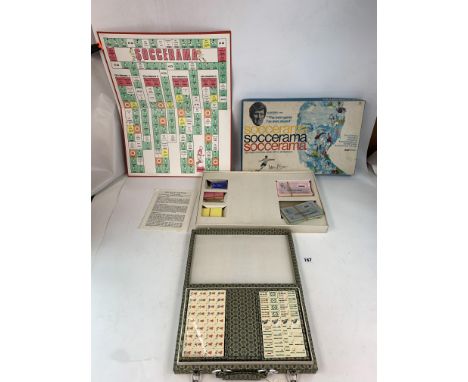 Cased Mahjong set and Soccerama board game