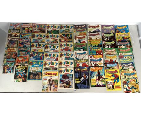55 Marvel and DC comics - The Spider-Man Comic, Superman, Spidey Comic, Spider-Man and His Amazing Friends, Wonder Woman, 198