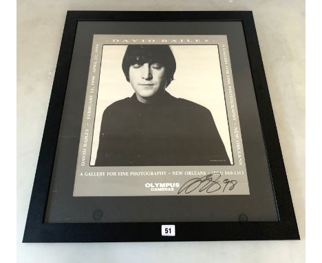 Signed David Bailey photograph of John Lennon at Gallery for Fine Photography, New Orleans. Feb. 12th 1998 - April 22nd 1998.
