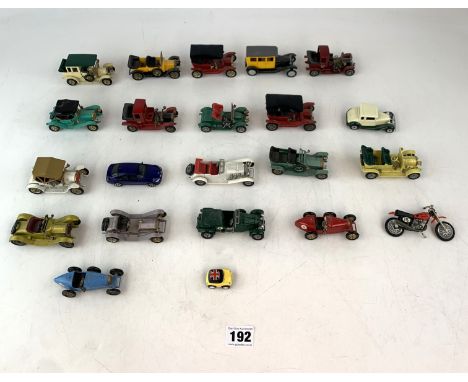 22 assorted loose model vehicles inc. Models of Yesteryear, motorbike etc