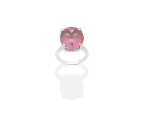 BOODLES: PINK TOURMALINE AND DIAMOND RING, 2006The oval-cut tourmaline with brilliant-cut diamond-set claws, signed Boodles, 