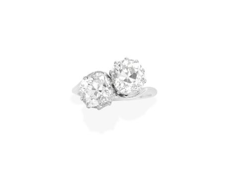 DIAMOND TOI ET MOI RINGTwo cushion-shaped diamonds weighing 2.24 and 2.23 carats, ring size approx. KFor further information 