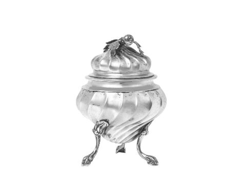 A Maltese Silver Sugar-Bowl and Cover, by Gioachino Rapinett,  De Rohan Period, Circa 1790 tapering fluted and on on three le