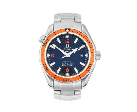 Omega: A Stainless Steel Automatic Calendar Centre Seconds Wristwatch, signed Omega, Co-Axial Chronometer, 600m/2000ft, model