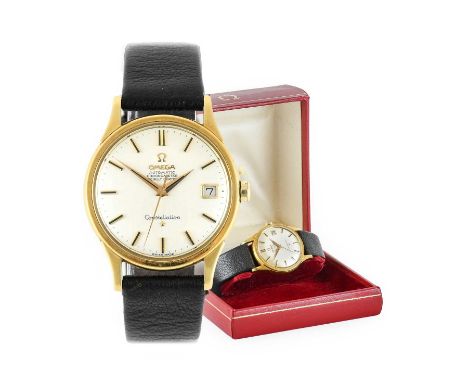 Omega: An 18 Carat Gold Automatic Calendar Centre Seconds Wristwatch, signed Omega, Chronometer Officially Certified, model: 