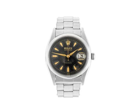 Rolex: A Stainless Steel Calendar Centre Seconds Wristwatch with "Roulette" Date Wheel, signed Rolex, Precision, model: Oyste