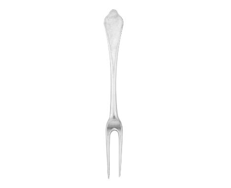 A Queen Anne Silver Two-Tined Fork, Maker's Mark Lacking, London, 1708 Dog Nose pattern, with two tines, the terminal engrave