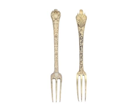 Two James II or William and Mary Silver-Gilt Small Forks, One Maker's Mark RS Only, Perhaps for Roger Strickland, and One Mak