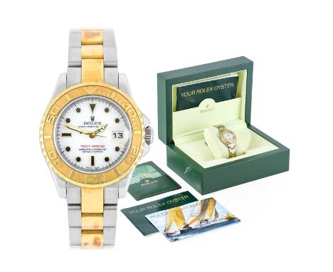 Rolex: A Lady's Steel and Gold Automatic Calendar Centre Seconds Wristwatch, signed Rolex, Oyster Perpetual Date, Superlative