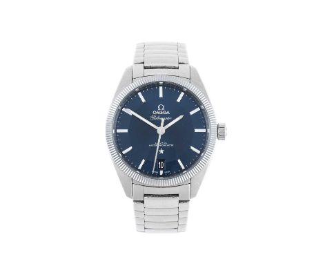Omega: A Stainless Steel Automatic Calendar Centre Seconds Wristwatch, signed Omega, Co-Axial Master Chronometer, model: Glob