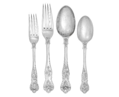 An Elizabeth II Silver Table-Service, Mostly by Asprey, London and Sheffield, 1965 and 1967, 1968, 1969 Bright Vine pattern, 