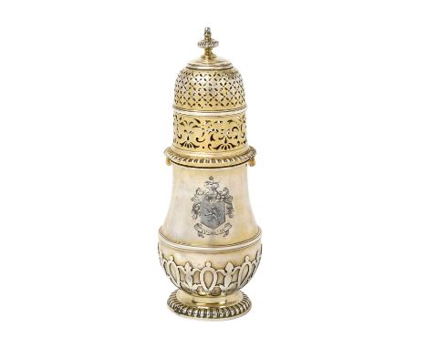 A Victorian Silver Sugar-Caster, by Arthur Carter, London, 1891, Britannia Standard  in the Queen Anne style, baluster and on