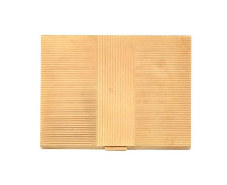 A George VI Gold Cigarette-Case, by Kurt Weiss, London, 1945, 9ct oblong and with reeded cover, base and sides10.5cm wide, 4o