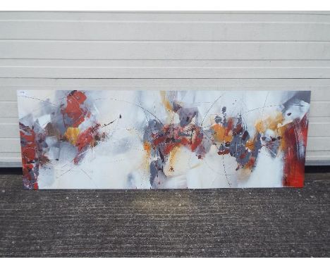 A large abstract print after Veronique Ball, approximately 52 cm x 150 cm.