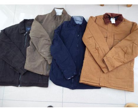 A job lot of 4 zip-front jackets, size S, 2 off Cotton Traders, size M, and Blue Harbour M&amp;S, unused liquidated retail st