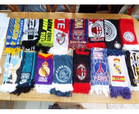 Football - a job lot of football scarves, 'AC Milan v Barcelona' 2011, Ajax, Real Madrid, AC Milan, River Plate, 2 off Juvent