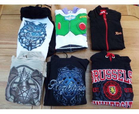 Six sweatshirts, various brands, sizes M &amp; L, unused surplus retail stock