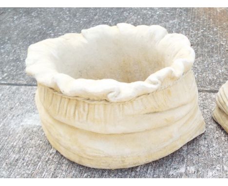 Garden Stoneware - a large reconstituted stone planter in the form of a potato sack, 25 cm (h) x 40 cm (w)