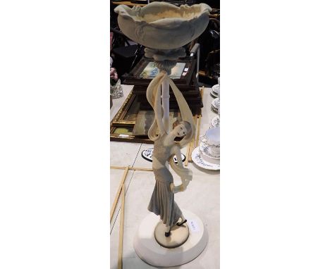 Large figural Art Deco lady candlestick, H: 55 cm. P&amp;P Group 3 (£25+VAT for the first lot and £5+VAT for subsequent lots)