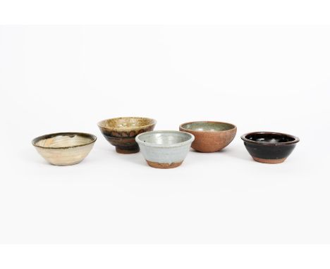 Richard Batterham  (1936-2021) a small stoneware footed bowl, covered to the exterior with a running tenmoku glaze over ash, 