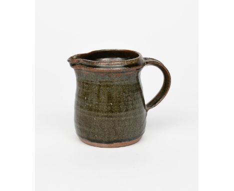 Richard Batterham (1936-2021) an early stoneware jug, glazed to the base, ash over tenmoku, impressed seal mark, paper 101 la