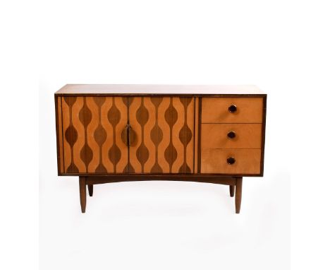 A Vanson teak sideboard designed by Robert Heritage possibly retailed at Heal's, rectangular on cylindrical legs, the twin, h