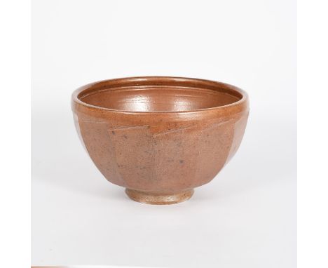 Richard Batterham  (1936-2021) a large salt-glazed stoneware cut-sided bowl, on shallow foot unsigned 34cm. wide, 21cm high P