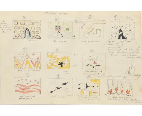 ‡ Sir Paul McCartney CH MBE (born 1942) Twelve studies for stage sets pen and ink on paper, annotated in ink, framed, sold wi