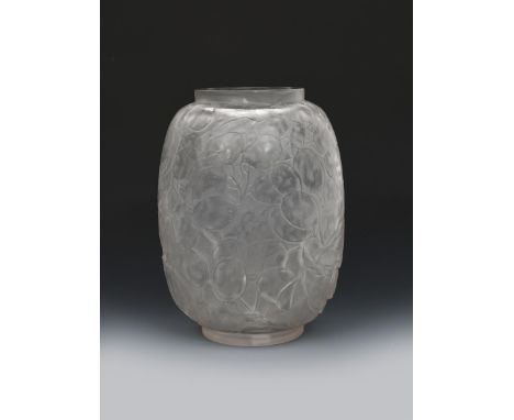 'Monnaie du Pape' no. 897 a Lalique clear and frosted glass vase designed by Rene Lalique,  cast in low relief with honesty s