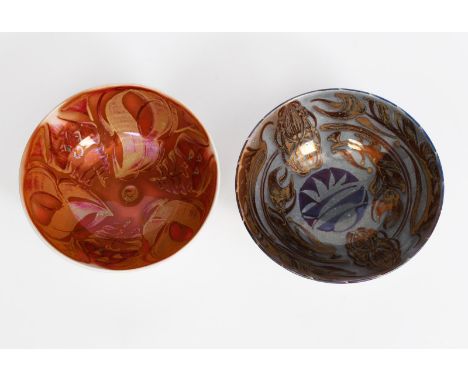 ‡ Edgar Campden (born 1930) an Aldermaston Pottery bowl, footed form, painted to the interior with stylised flower sprays in 