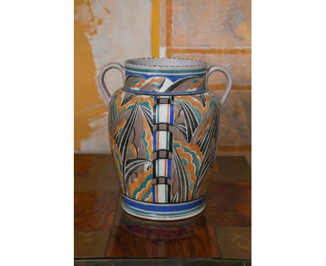 A fine Carter Stabler &amp; Adams Poole Pottery twin-handled vase designed by Truda Carter and painted by Ann Hatchard, shape