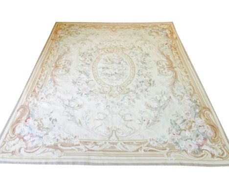 AUBUSSON DESIGN TAPESTRY CARPET, 310cm x 240cm, traditional floral savonnerie design.
