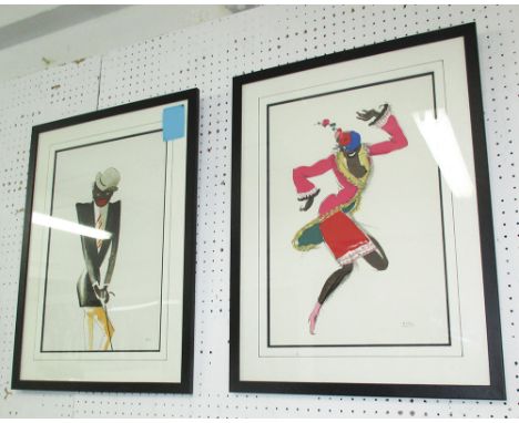 AFTER PAUL COLIN (1892-1985), 'Dancers', a pair, lithograph, framed and glazed, 60cm x 45cm. (2)