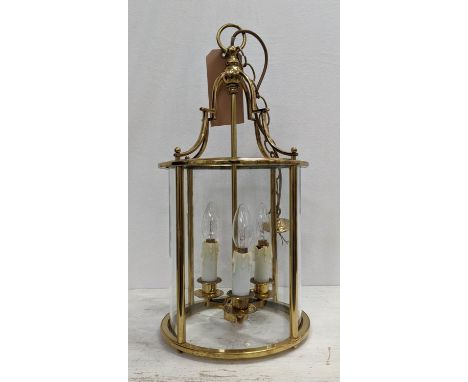 HALL LANTERN, 57cm drop, gilt metal, three branch light. 