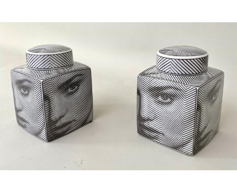 GINGER JARS, a pair, 23cm H, 1970's Italian style ceramic. (2) 