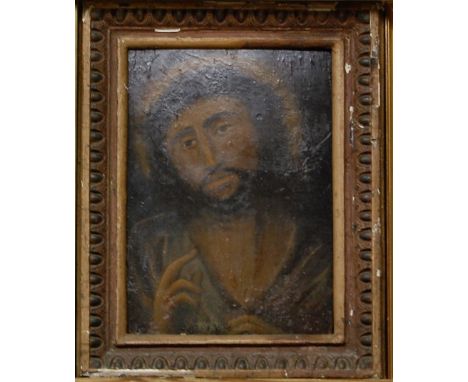 18th century school ? - study of Christ, oil on panel (varnished and with losses), 34x24cm