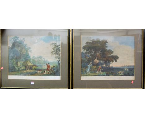 After Stubbs - a pair of colour engravings, entitled Shooting plates I and III, each 39 x 51cm
