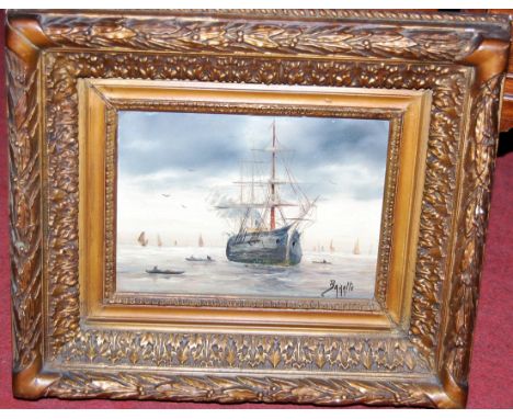 Baralte - Nautical scene, oil on panel, signed lower right, 15 x 21cm
