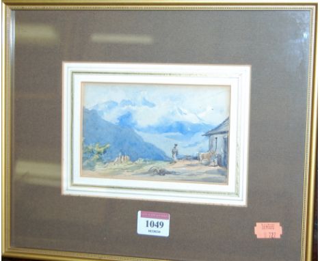 19th century school - Landscape scene, watercolour sketch, 9 x 14cm